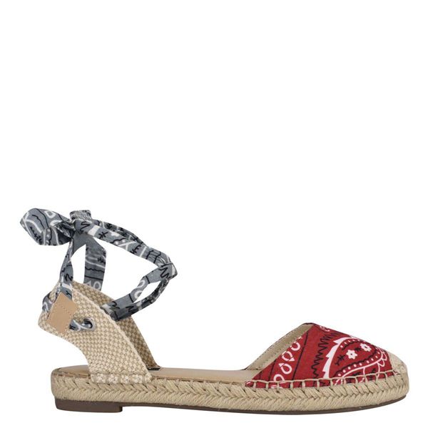 Nine West Mage Ankle Wrap Espadrille Red Flat Sandals | South Africa 95X24-7Q59